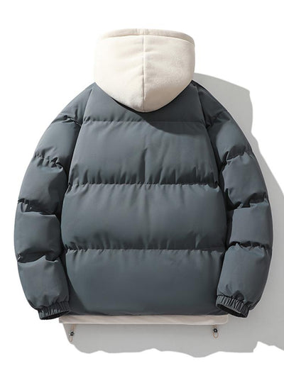 Contrast Zip Up Hooded Pufferjas