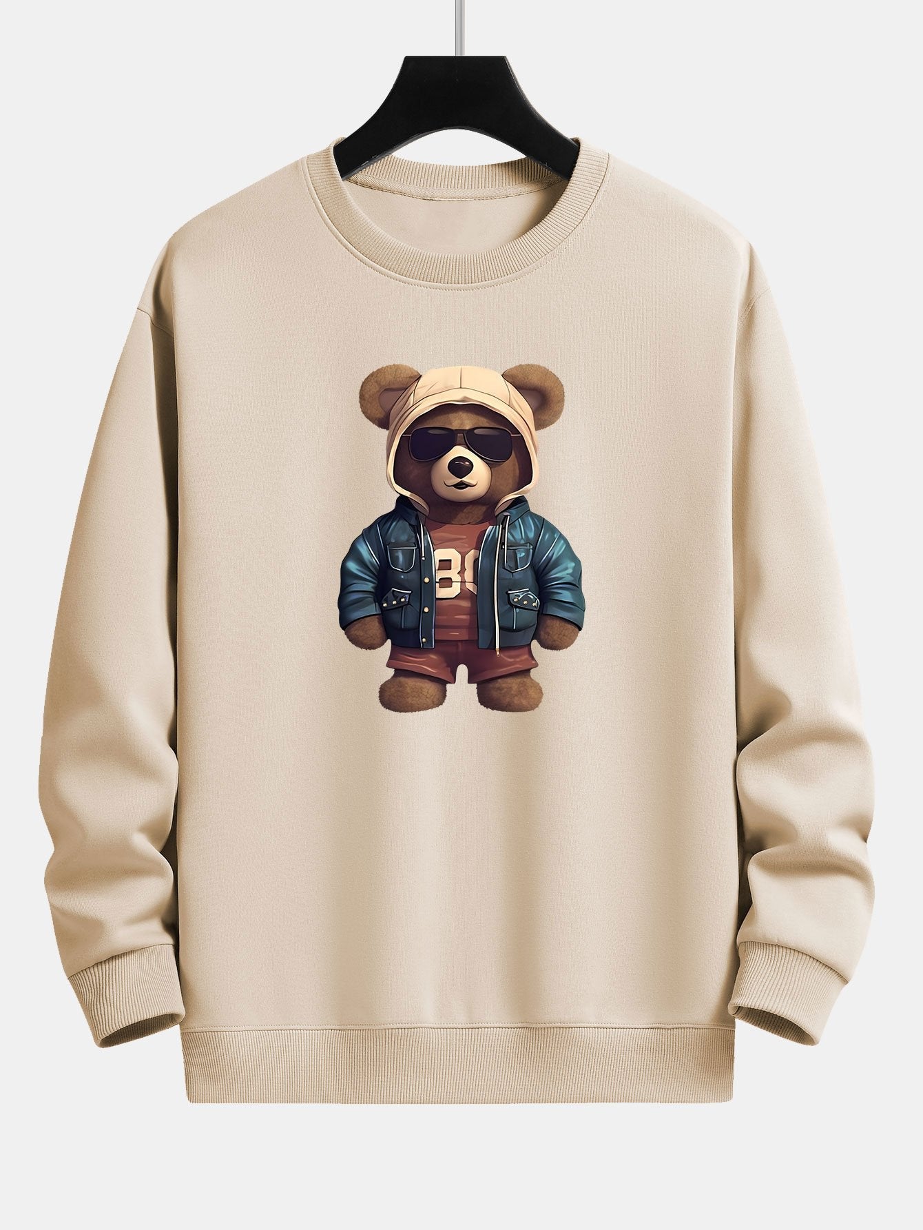 Beer In Leren Jas Print Relax Fit Sweatshirt