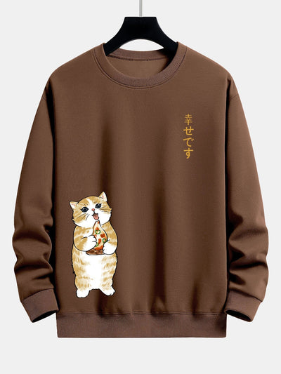 Kat Eet Pizza Print Relax Fit Sweatshirt