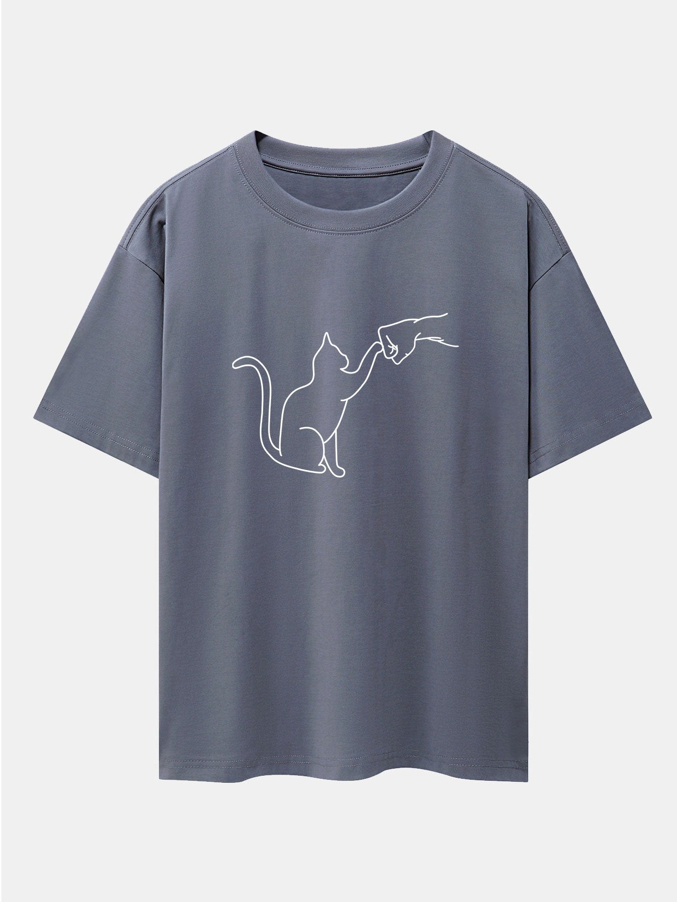 Fist Bump Kat Print Drop Shoulder Oversized T-Shirt
