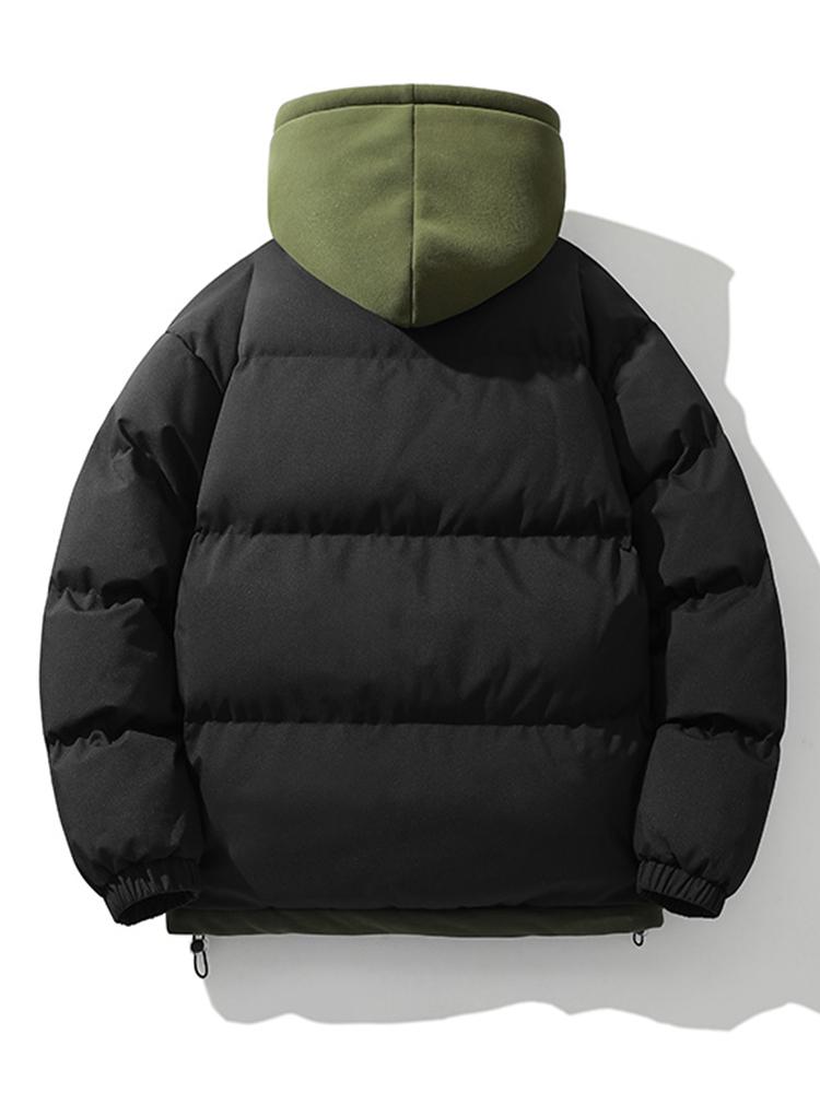 Contrast Zip Up Hooded Pufferjas