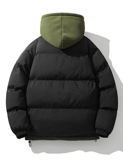 Contrast Zip Up Hooded Pufferjas