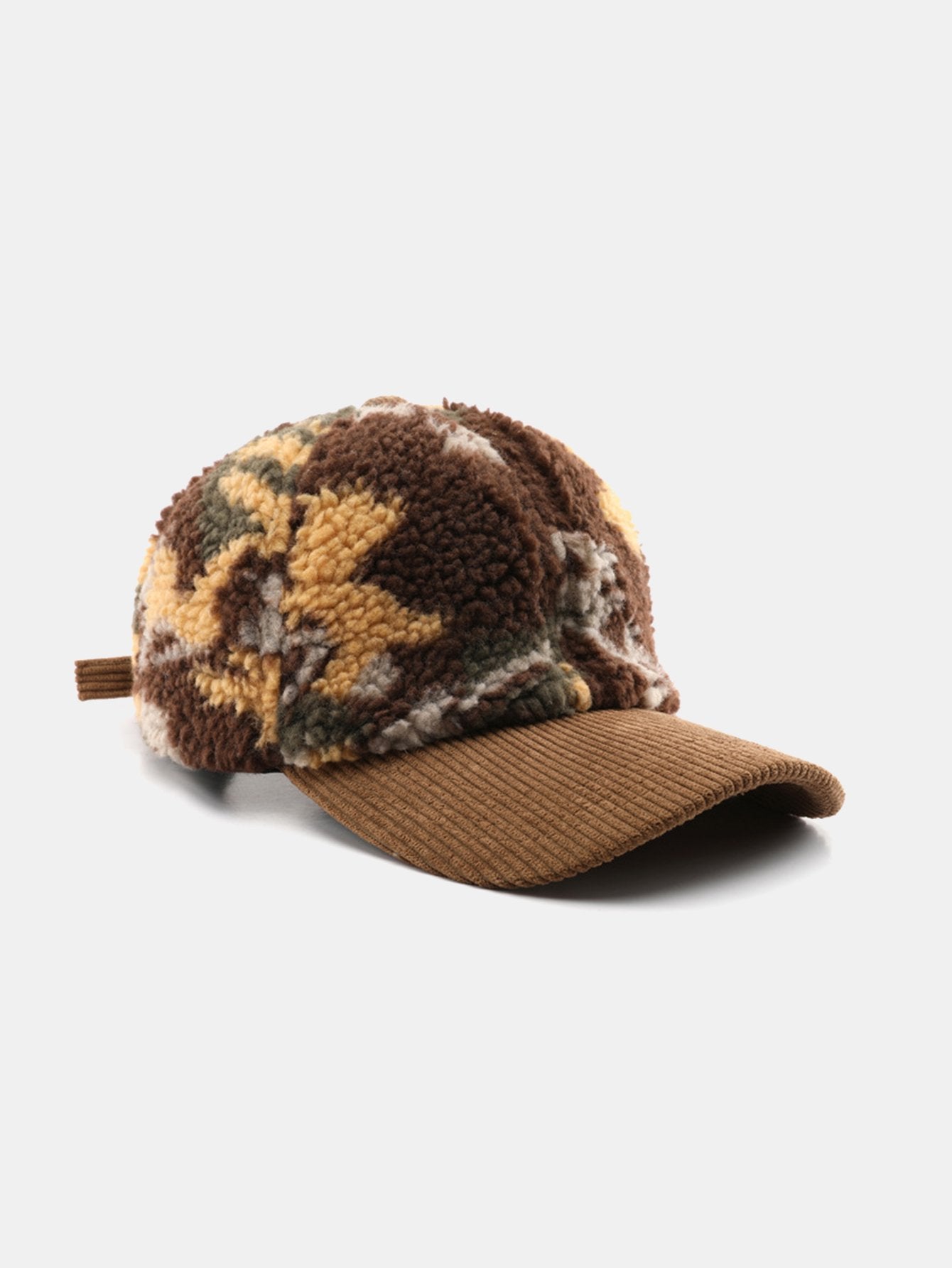 Camouflage Kleurblok Teddy Pluche Baseballpet