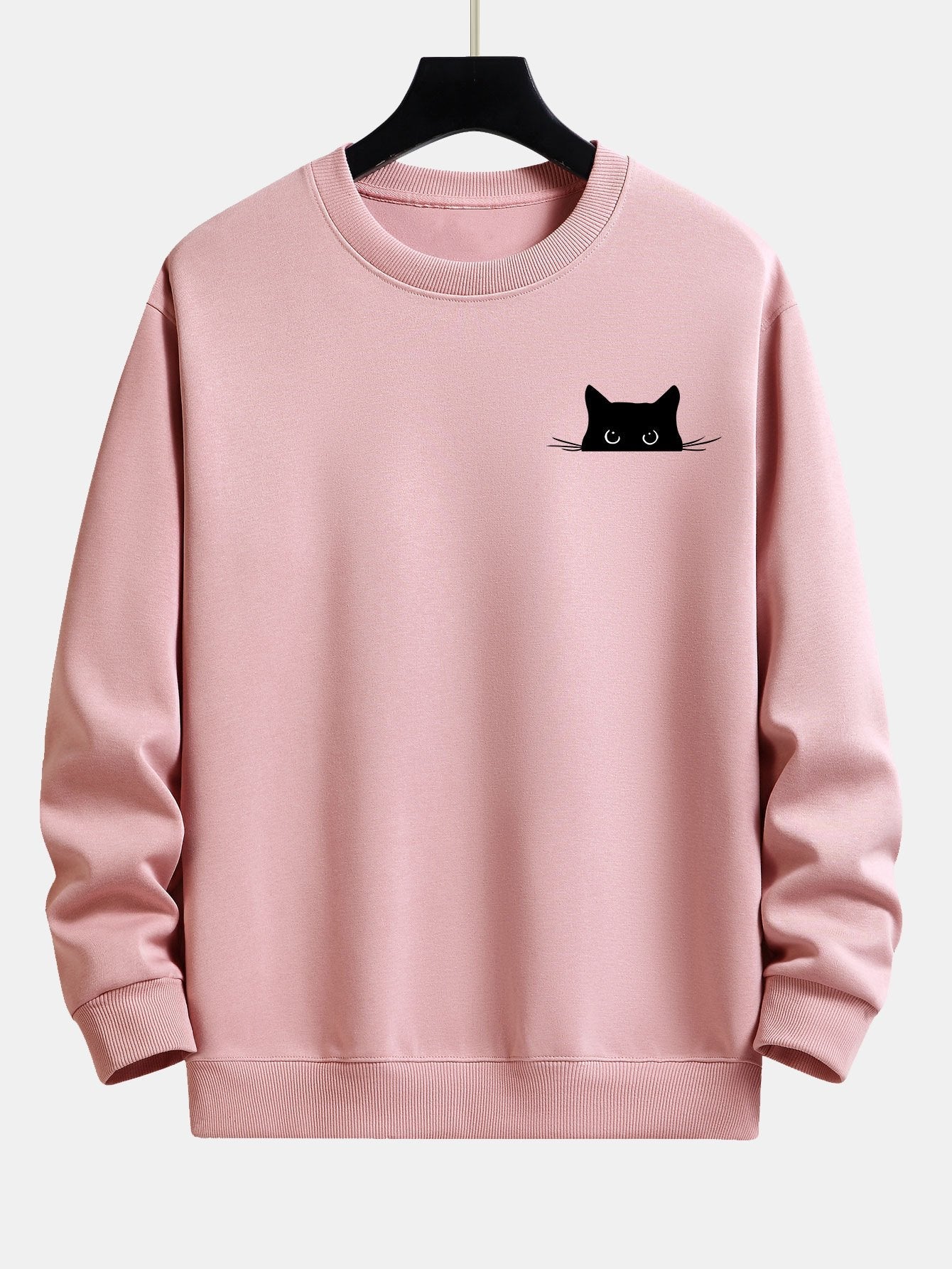 Zwarte Kat Print Relaxed Fit Sweatshirt