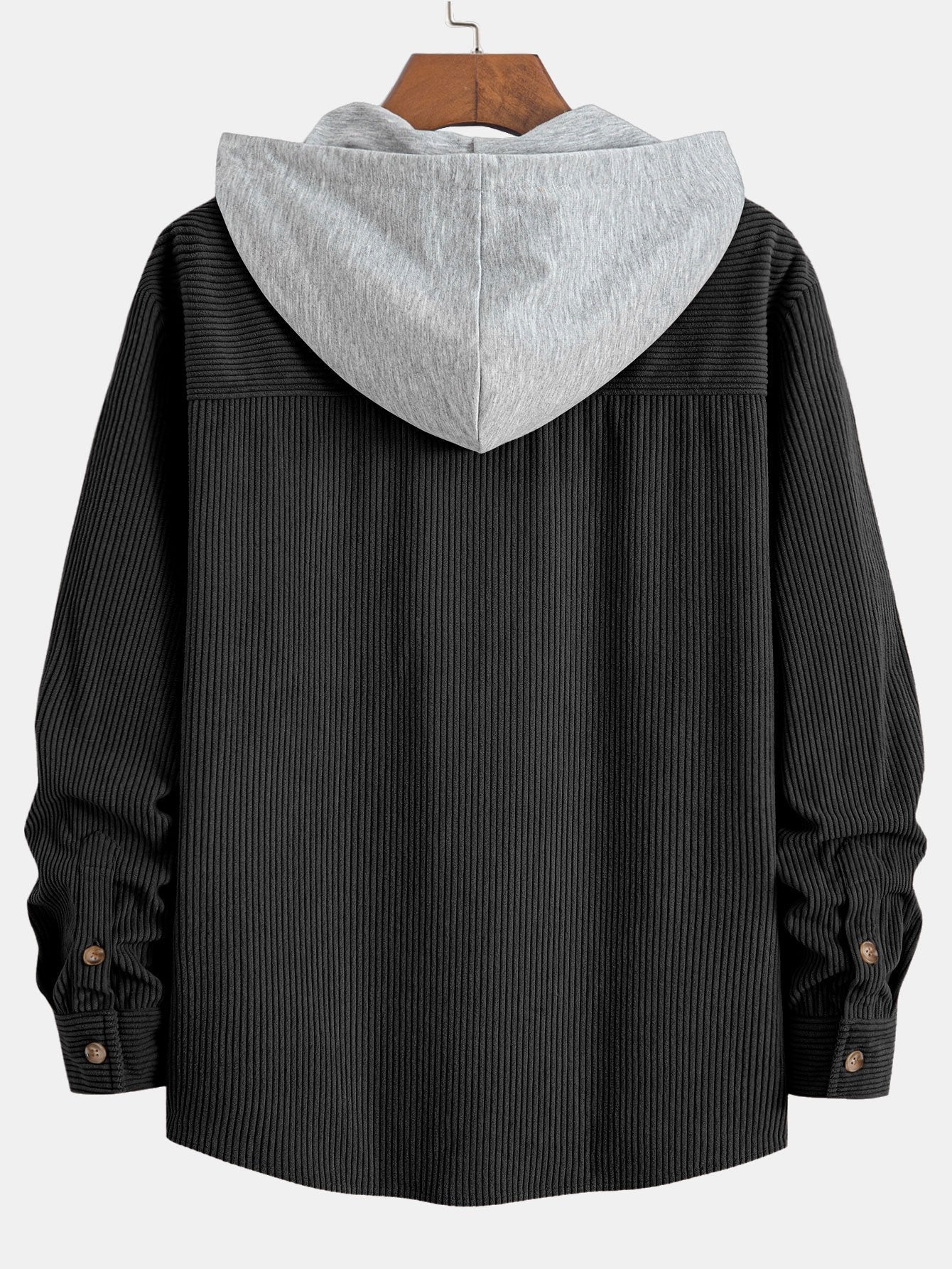 Contrast Corduroy Hoodie Shirt
