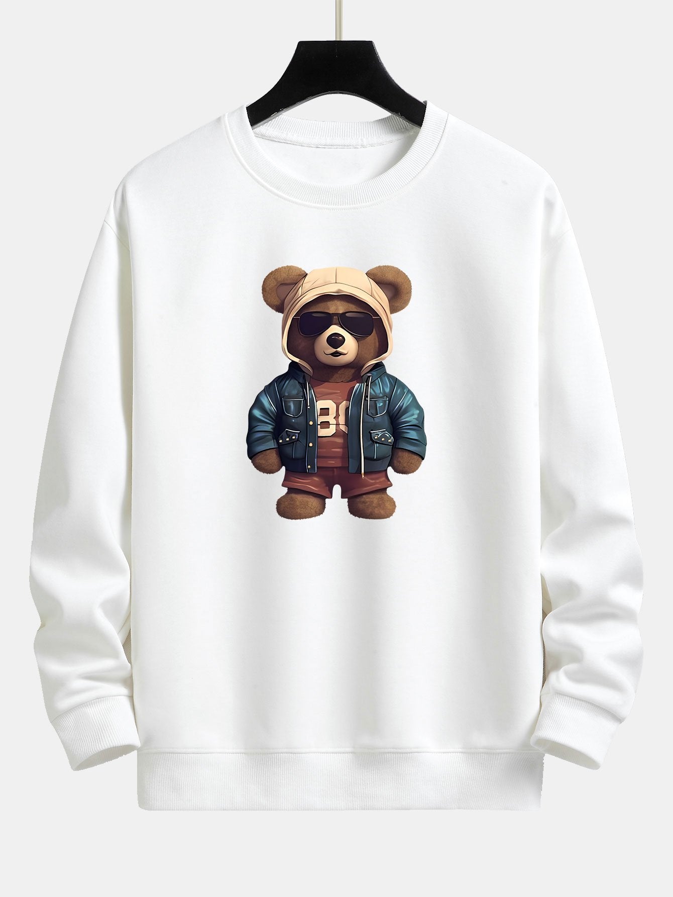 Beer In Leren Jas Print Relax Fit Sweatshirt