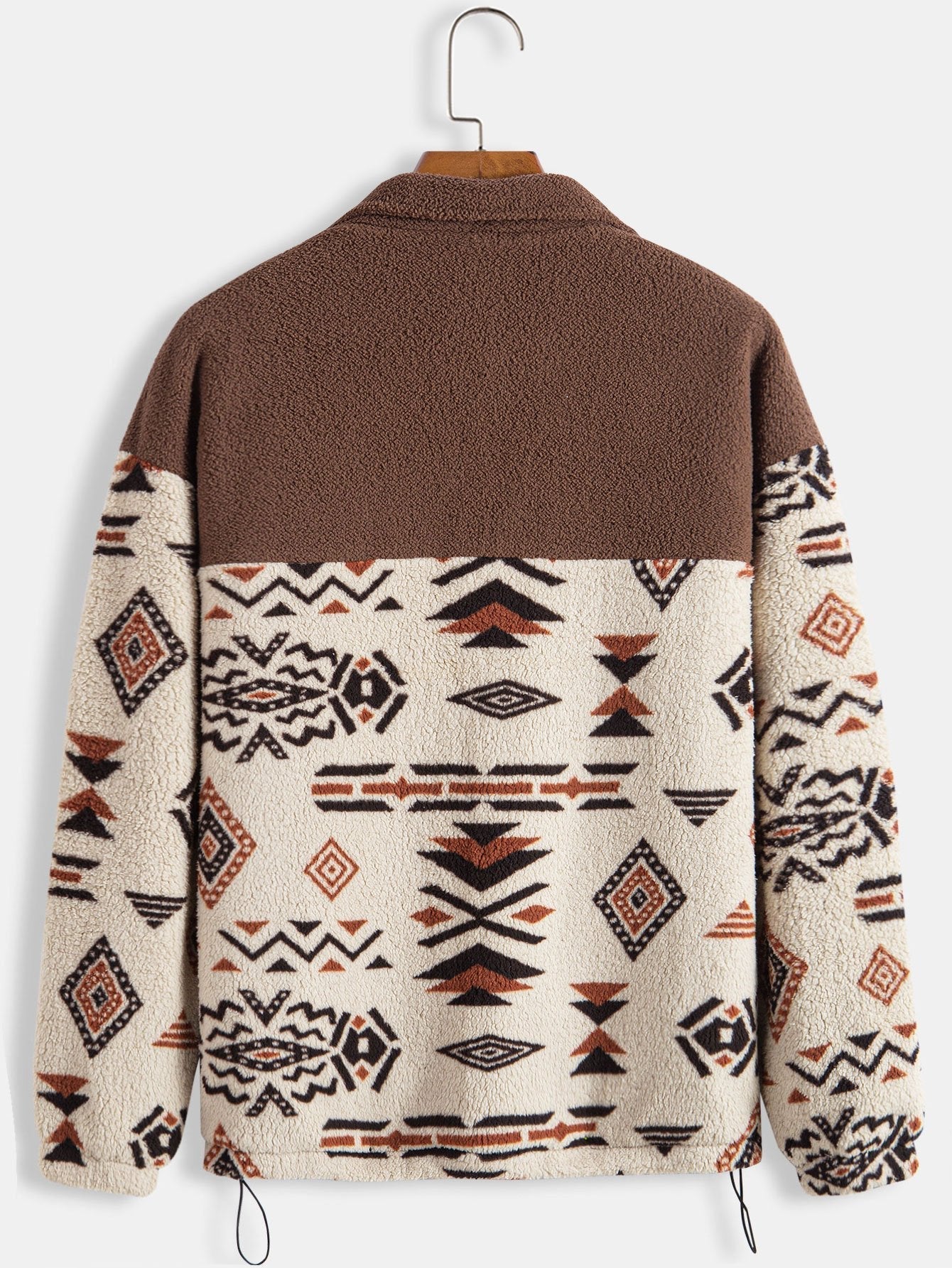 Azteekse Print Patchwork Teddy Fleece Jas