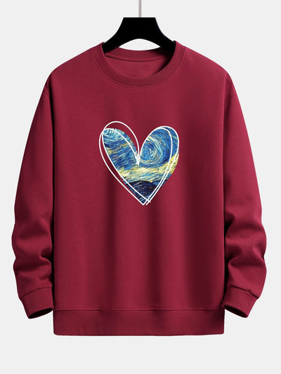 Starry Sky Heart Print Relax Fit Sweatshirt
