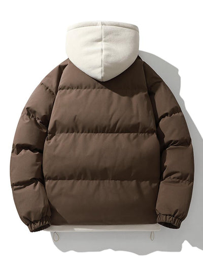 Contrast Zip Up Hooded Pufferjas