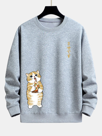 Kat Eet Pizza Print Relax Fit Sweatshirt