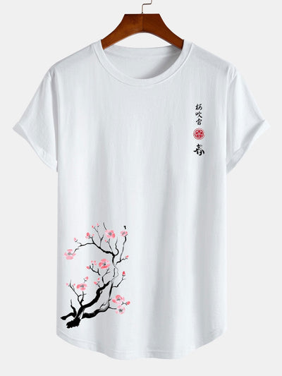 Katoenen T-shirt met Boogzoom en Kersenbloesemprint