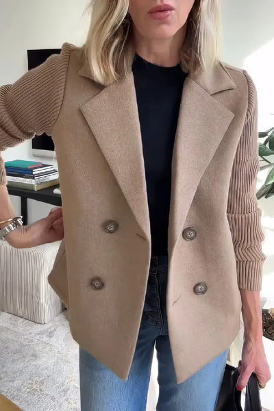 CLAIRE | Lange Cardigan met Patchwork Mouwen, Trendy en Chic