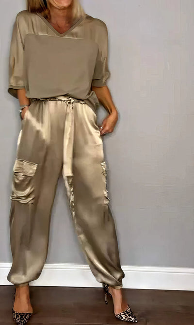 AMELIA | Complete Twee-delige Blouse en Chique Cargo Broek