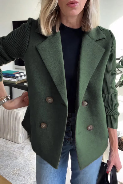 CLAIRE | Lange Cardigan met Patchwork Mouwen, Trendy en Chic