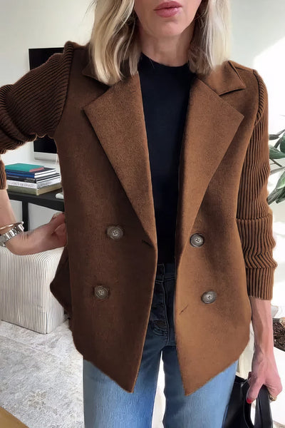 CLAIRE | Lange Cardigan met Patchwork Mouwen, Trendy en Chic