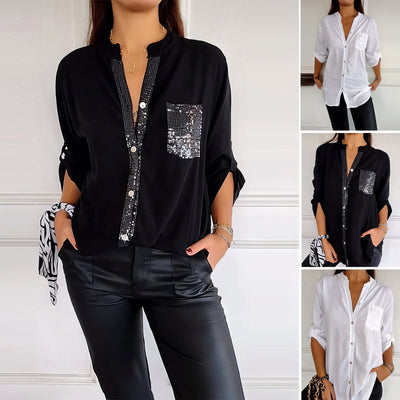 LUCIE | Top Patchwork with Sequins, Shiny and Elegant