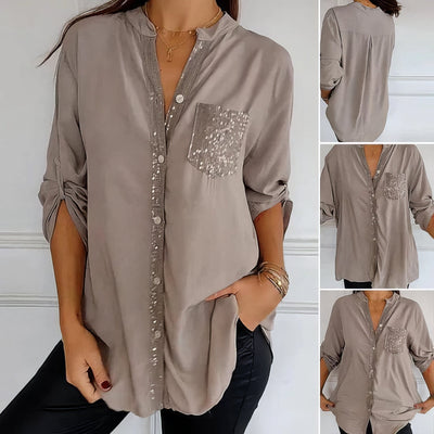 LUCIE | Top Patchwork with Sequins, Shiny and Elegant