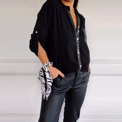 LUCIE | Top Patchwork with Sequins, Shiny and Elegant
