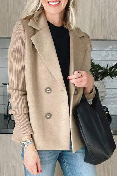 CLAIRE | Lange Cardigan met Patchwork Mouwen, Trendy en Chic