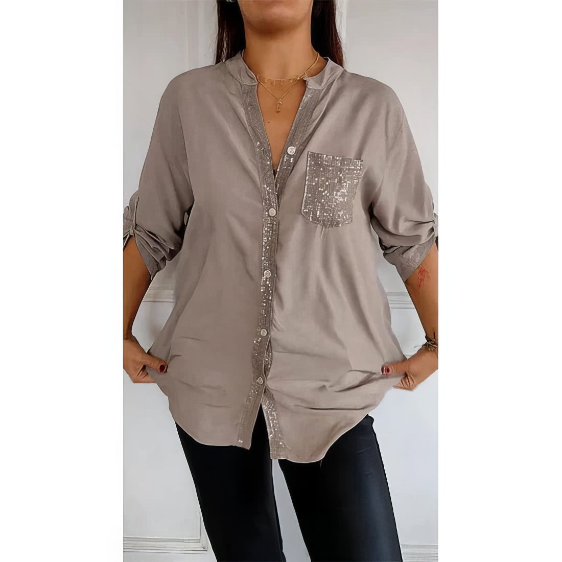 LUCIE | Top Patchwork with Sequins, Shiny and Elegant