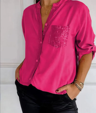 LUCIE | Top Patchwork with Sequins, Shiny and Elegant