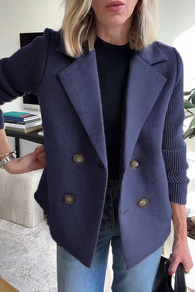 CLAIRE | Lange Cardigan met Patchwork Mouwen, Trendy en Chic